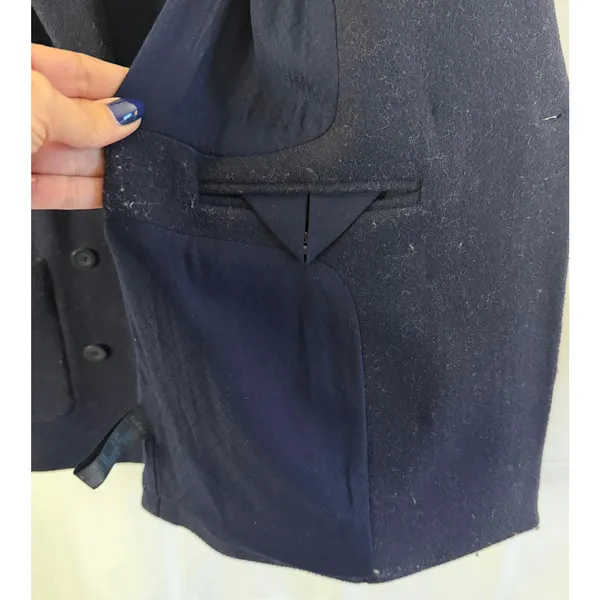 BDG Urban Outfitters Navy Blue Wool Blend Melton Boyfriend Coat Women's sz. XS - Image 7