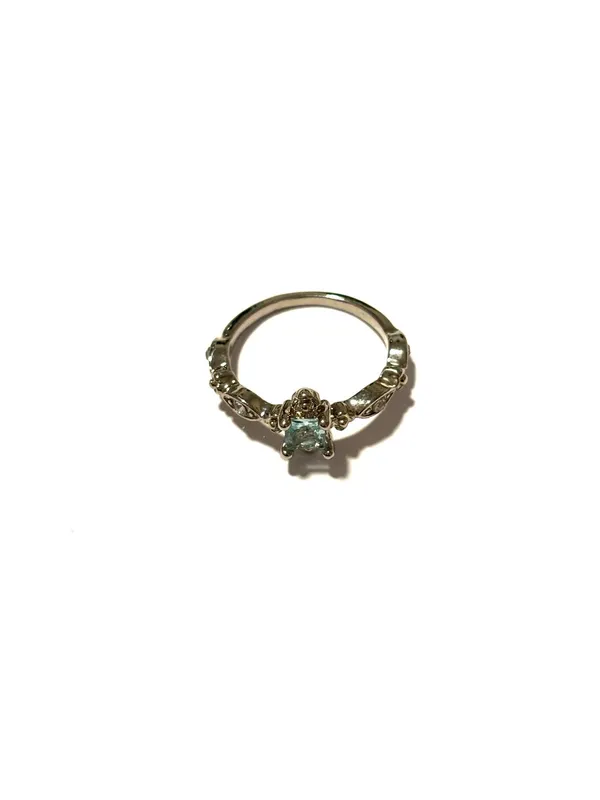 Silver ring with light blue stone Size 7 - Image 2