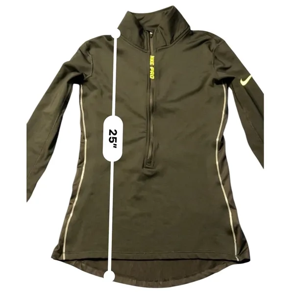 Nike Pro‎ Hyperwarm Womens Small Black Volt Yellow Half Zip Training To - Image 4