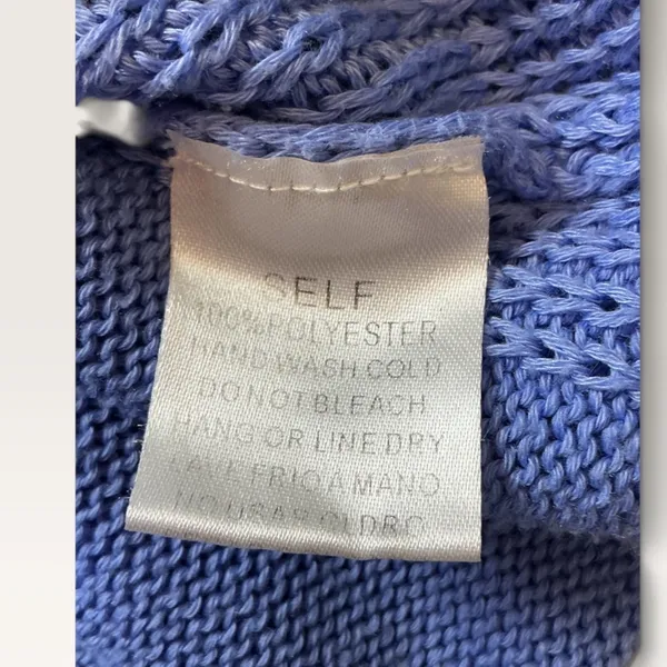 Easel Los Angeles Blue Oversized Distressed Knit Sweater Pocket Top Small - Image 4