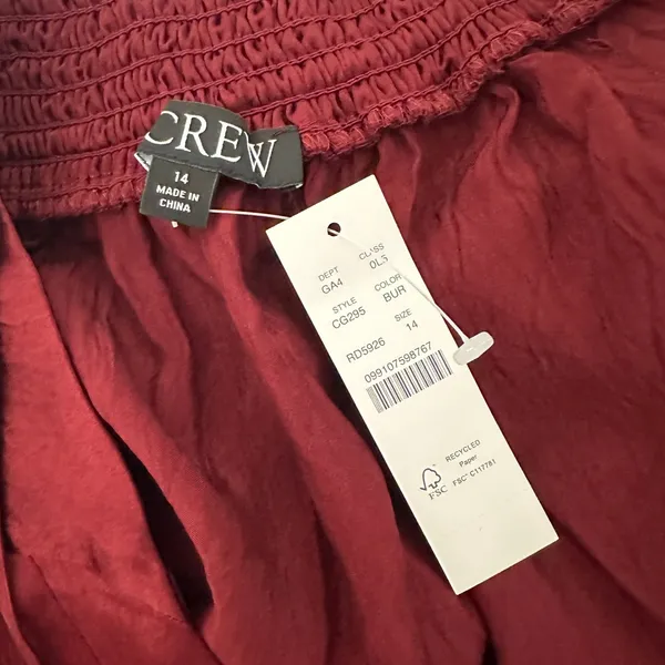 J.Crew Cross Back Dress Textured Satin Slip Burgundy Evening Formal US 14 NWT - Image 14