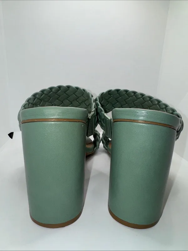 Cato Braided Block Heel Sandals Heels Green Women’s 9.5 - Image 7