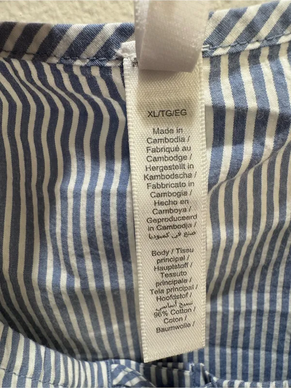 SKIMS NWT Crop Poplin Sleep Camisole In‎ Cadet Stripe Blue Size XL MSRP $44 - Image 8