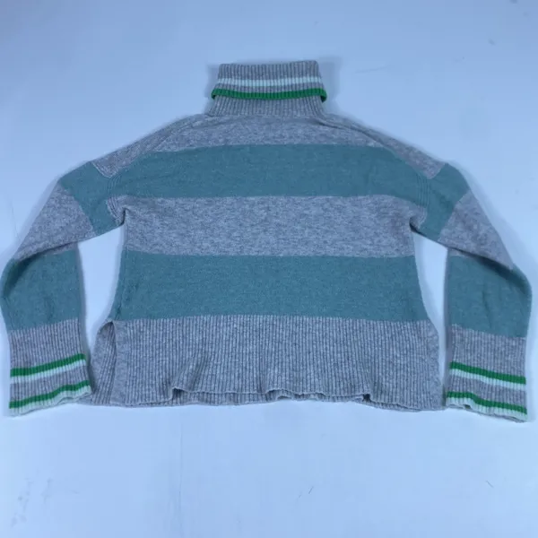 J Crew Sweater Womens XS Gray Green‎ Stripe Turtleneck Merino Alpaca Knit - Image 7