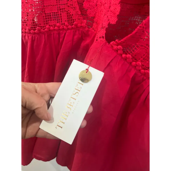 Jetset Diaries Grazie Red Lace Mini Dress XS NWT Backless‎ Scallop Party - Image 7
