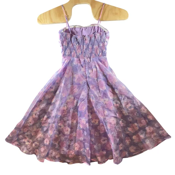 434 | Hello Molly Purple Floral Organza Fit & Flare Midi Dress Women‎ Small Prom - Image 2
