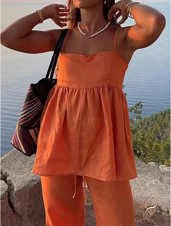 SHEIN orange tank and pant set - Image 2