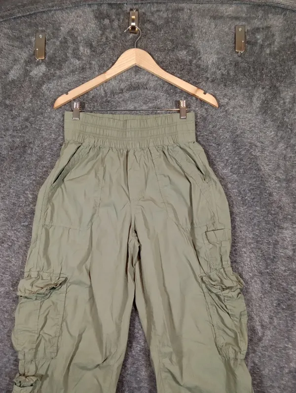 aerie Olive Green Elastic Waist Cargo Pants High Rise Cotton Gorpcore Streetwear - Image 4