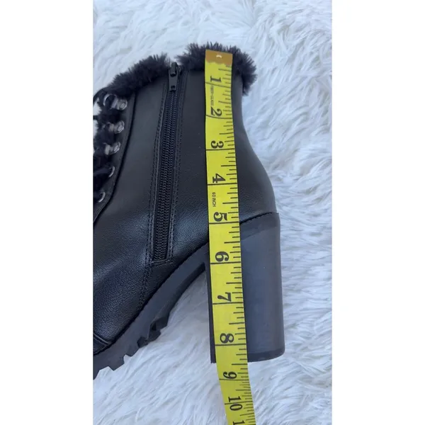 Express Faux Fur Trimmed Black Chunky Heeled Combat Platform Boots Sz 7 - Image 10