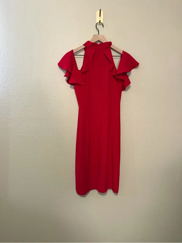 Amanda Uprichard Haven Halter Red Mini Dress Size Medium - Image 5