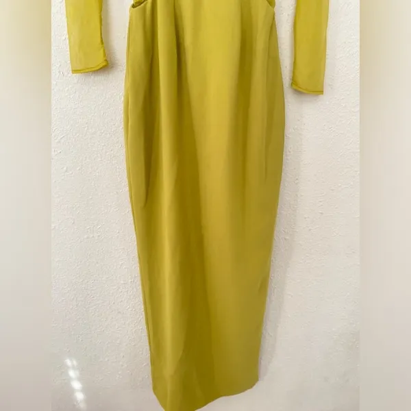 HOUSE OF CB 'Zahra' Chartreuse Plunge‎ Maxi Dress maxi mustard yellow NWOT XS - Image 10