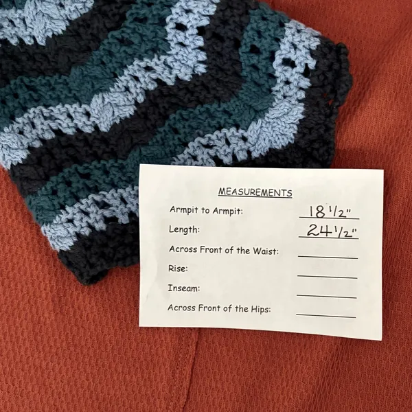 Anthropologie PILCRO Crochet Cuffed Thermal Top Cedar Pullover Stripes Small - Image 15