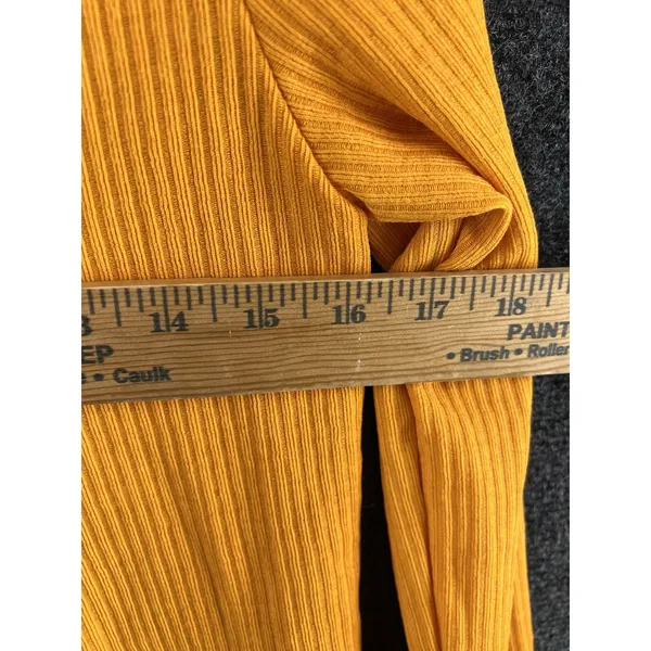 H&M Divided Mustard Yellow Rib Knit Long Sleeve Tie-Front Crop Cardigan Size M - Image 4