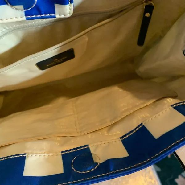 Kate Spade Berry Street Elise Tote Bag in Blue & White Checkered Pattern - Image 7