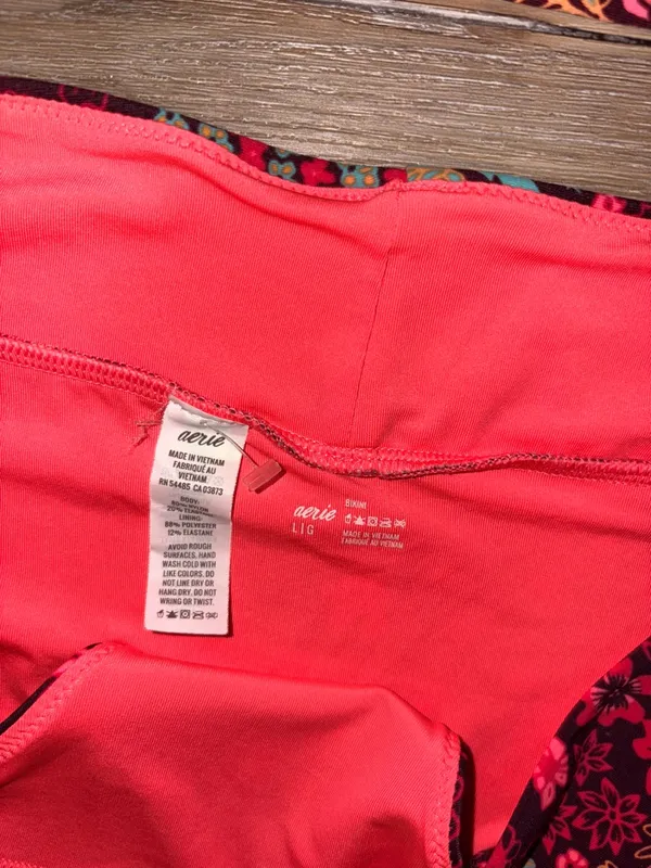 aerie Floral Print Bikini Set in Neon Pink - Image 2