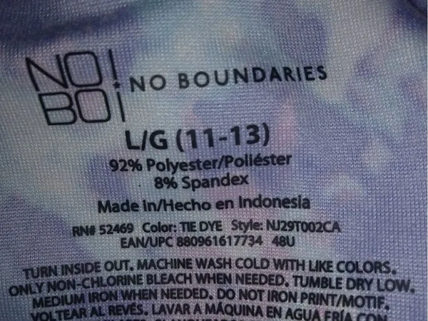 No Boundaries Blue Pink Sponge Smudge Top 11-13 - Image 2