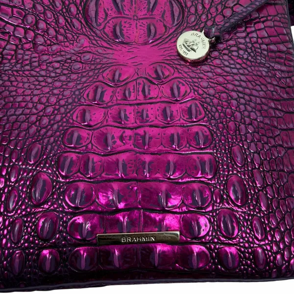Brahmin Katie Crossbody Bag Metallic Pink Leather Crocodile - Image 9