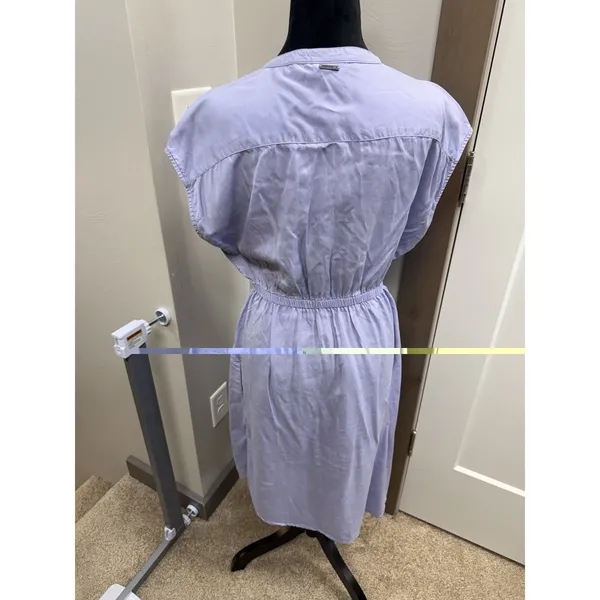 prAna Dress Slate Purple Grey Tencel Lyocell Button V Neck Casual Popover Small - Image 5