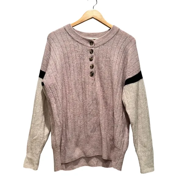 Madewell Striped Bowden Henley Sweater‎ Coziest Yarn Size Small - Image 2