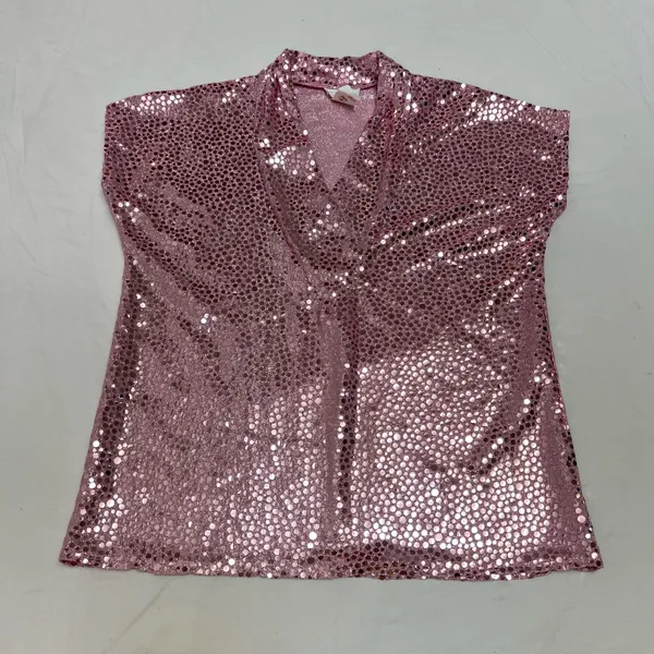 Roaman's Rose Pink Sequin V-Neck Blouse  - Image 2