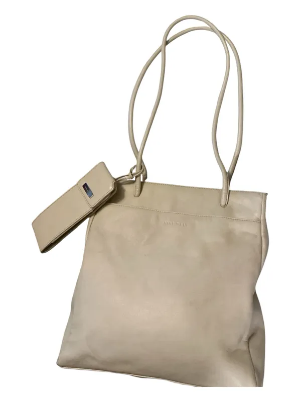 NWT Nine West Vintage Genuine Leather Tote Bag – Cream/Beige Shoulder Bag with Coin Purse - Image 3