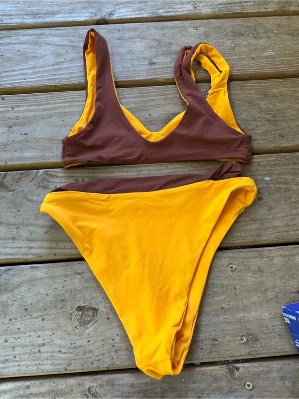 NWOT L*Space bikini set yellow brown small - Image 3