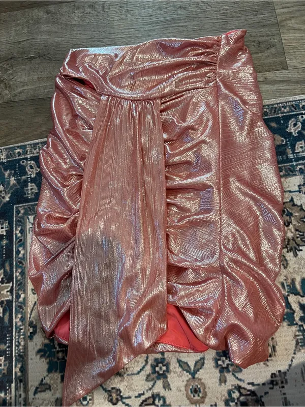 House of CB Shahja Metallic Rose Ruched Tie-Front Mini Skirt - Image 8