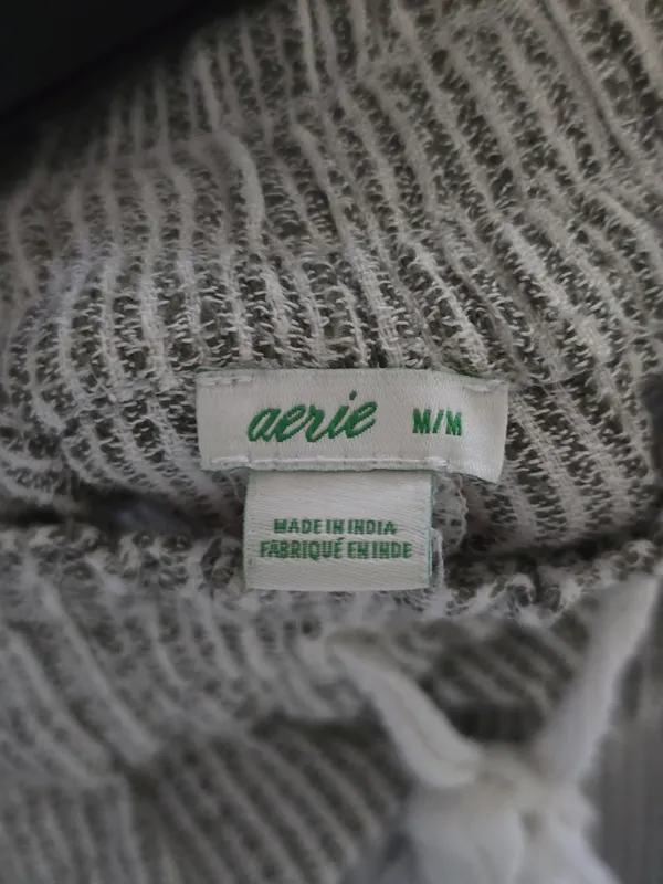 aerie Womens Gray Pinstripe Drawstring Lounge Pants - Image 3
