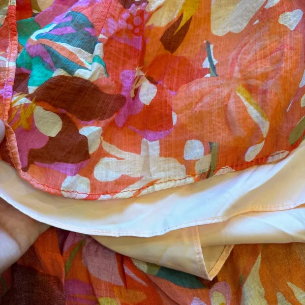 1. State Halter Neck Leaf Print Mini Dress Ruffle Hem‎ Tropical Art Spring XL - Image 10