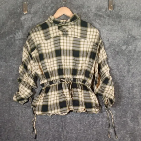 We The Free Beige and Black Utility Boho with Plaid Pattern and Cinched Waist - Image 6