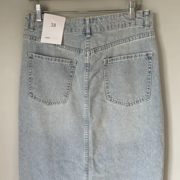 Bershka Denim High-Rise Maxi Skirt 100% Cotton Blue Women's Size EU 38/US 6 - Image 4