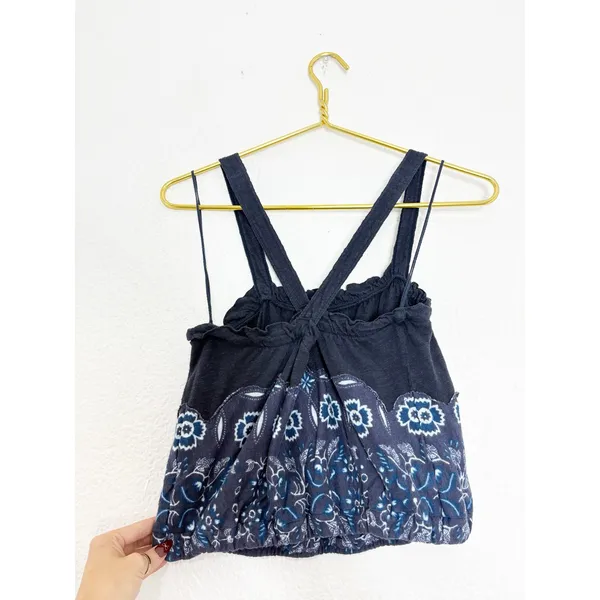 Free People Love Life Bubble Top Womens Size Medium Linen Blend Blue Boho - Image 12