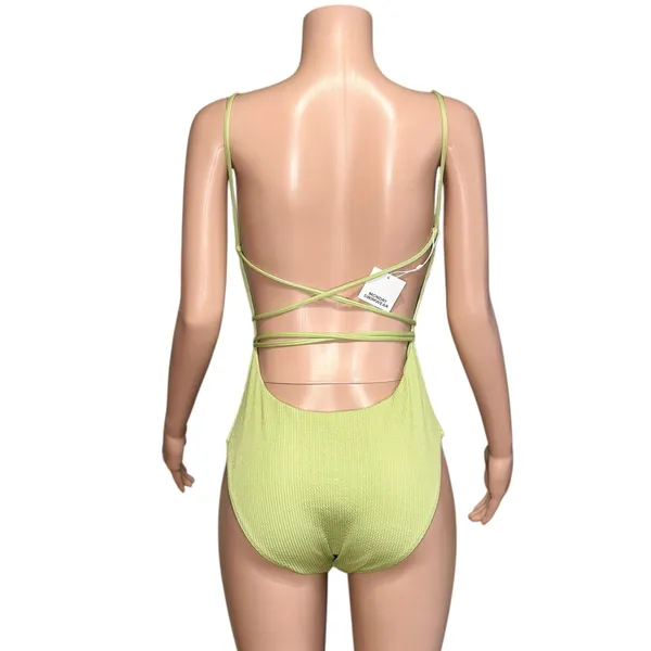 MONDAY SWIMWEAR Whitehaven Crinkle One Piece Swim, Olive Green, V (US12/14) - Image 12