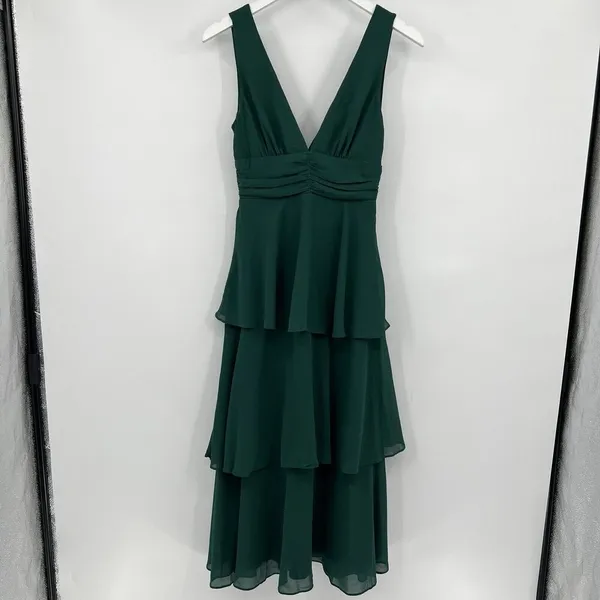 Lulus‎ Celebration Time Emerald Green Sleeveless Tiered Midi Dress Size XS - Image 3