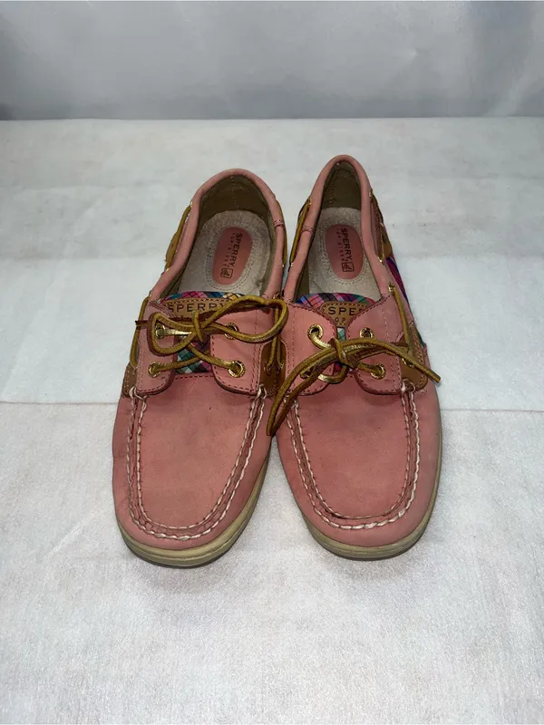 Sperry Top-Sider Pink Leather Plaid Accents Women’s Nautical Boat Shoes Size 8M - Image 3