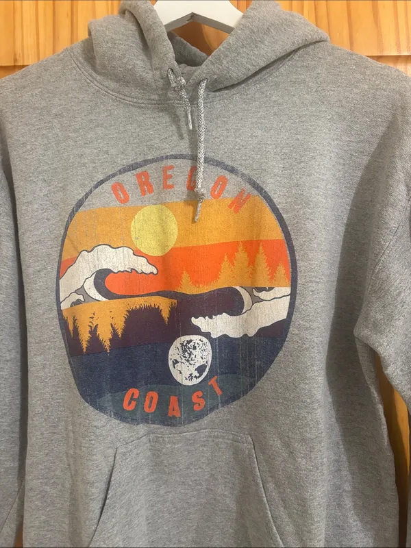Oregon Coast Size Small Grey Hooded Sweatshirt Gray - Image 2