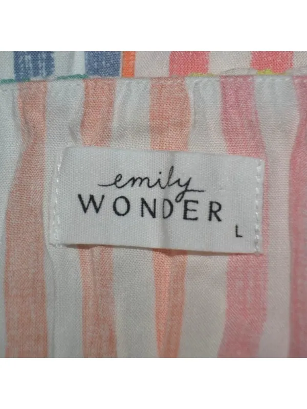 Emily Wonder Strapless Rainbow Stripe Ruffle Maxi Dress Size L Cruise Resort - Image 9