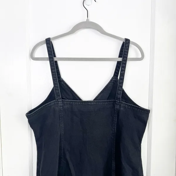 TOPSHOP Black Button Front Denim Jean Dress Cottage Boho 100% Cotton NEW 12 - Image 9