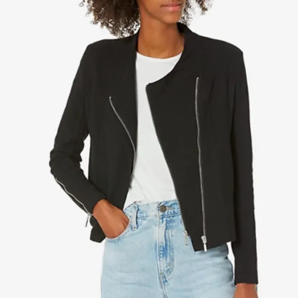 BLANK NYC Mesh Crop Motor City Moto Jacket in Black Size Small‎ - Image 10