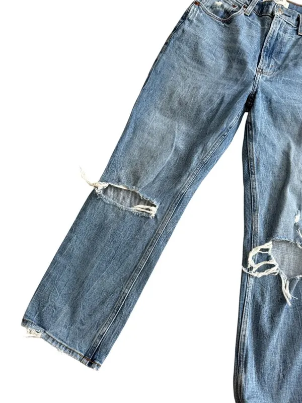 ABERCROMBIE & FITCH Ankle Straight Distressed Jeans Size 2 - Image 3