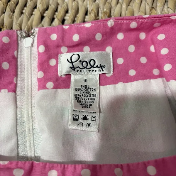 Lilly Pulitzer Multicolor Floral PrintPolka Dot Lace Trim‎ Cotton Skirt 8 Pink - Image 6