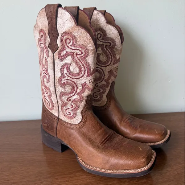 Ariat Sz 7 Women's QuickDraw Sandstorm Leather Cowboy Boots Western Rodeo - Image 4