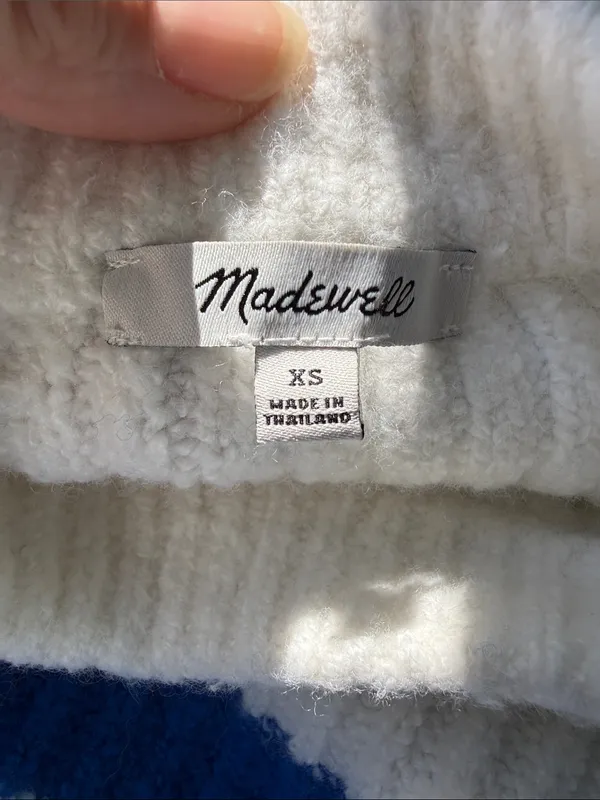 Madewell Cream White & Blue Striped Sweater Size XS - Image 4