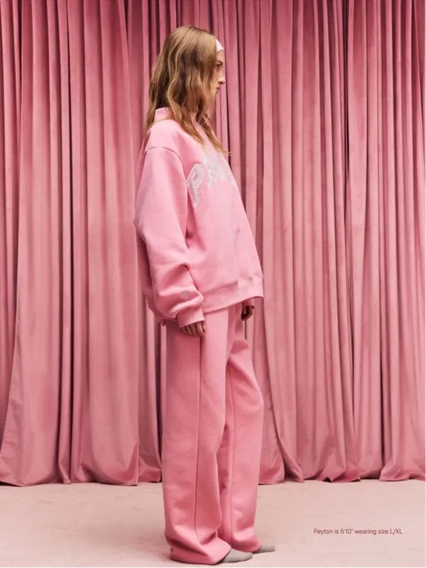 PARKE Blush + Lavender Valentines Drop Varsity Mockneck Sweater S/M - Image 2