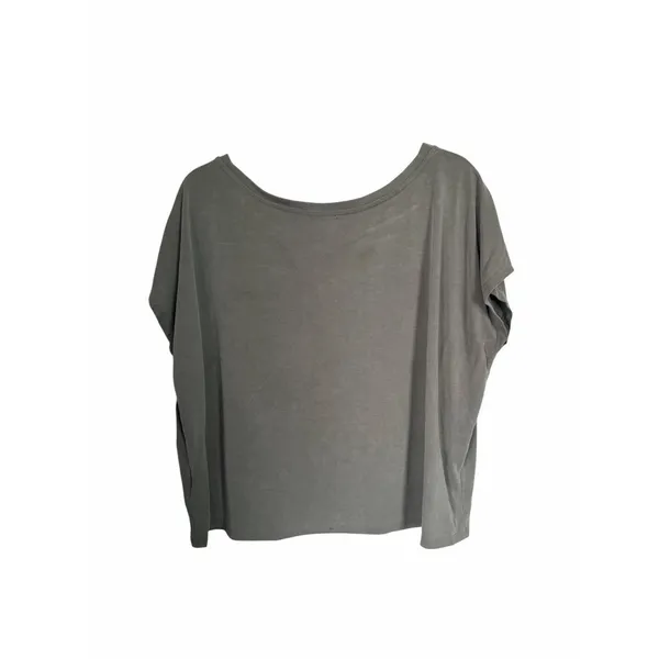 Express Women Sz Large Gray Green Boxy Shirt Top Pullover Cap Sleeve Scoop Neck - Image 6