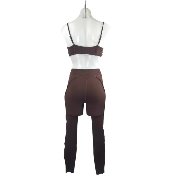 BTTRM Better Me Brown Contour Stitch Bralette Leggings Athletic 2-Piece Set M - Image 3