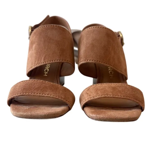 Tory Burch Selby Block Heel Sandals Ambra‎ Suede 75mm Size 8 - Image 3