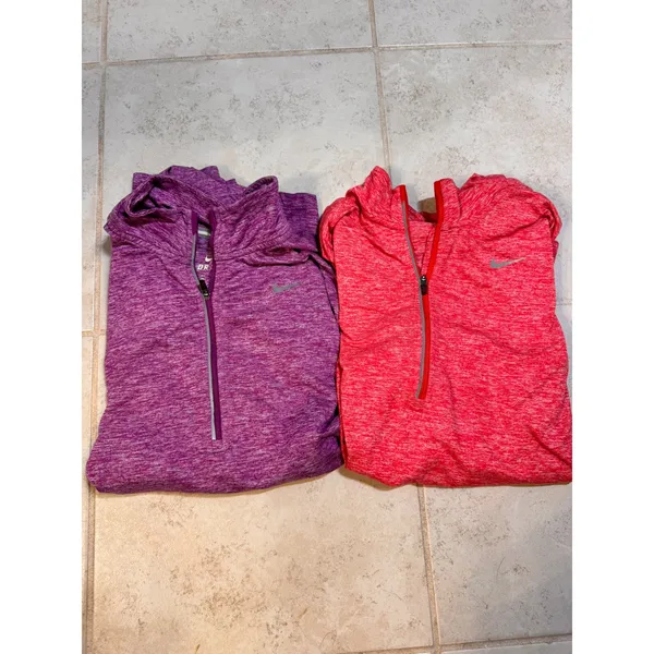 Nike Womens Dri-FIT Element Half Zip Running Top 2 Pack Purple/ Orangered S - Image 3