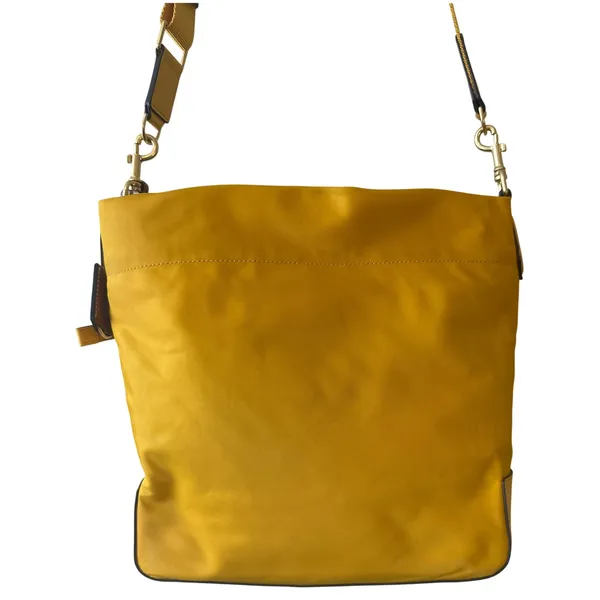 Tory‎ Burch Perry Nylon Bucket Bag Golden Crest Yellow Crossbody Belt Detail - Image 4