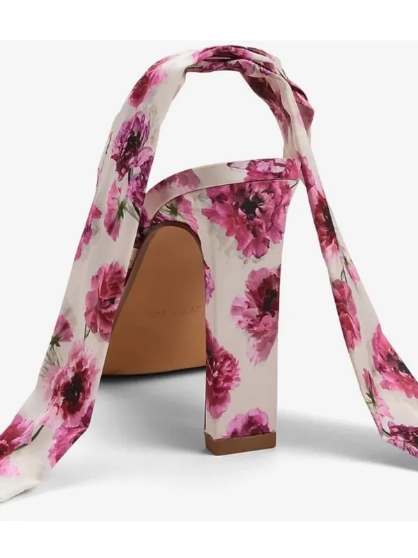 NWT Express Vibrant Pink and White Retro Floral High Heel Sandals size 7.5 - Image 5